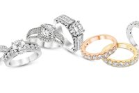 Diamond,Stacked,Rings,Group,On,White,Background,white,Gold,yellow,Gold,rose,Gold